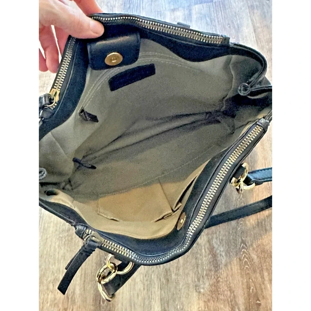 American Leather Co. Taylor Triple‎ Entry Satchel Black Color Handbag